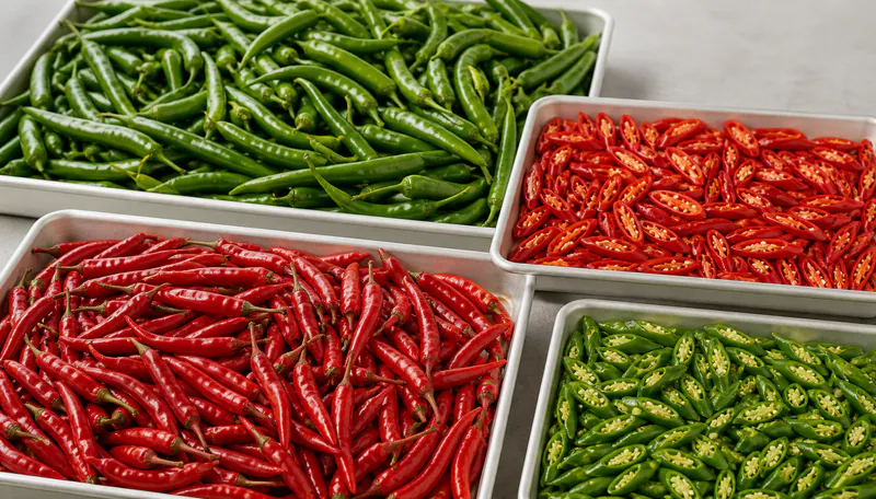 Chili peppers for industrial drying application
